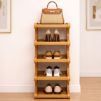 Scandinavian Bamboo Shoe Organizer - 2-6 Tier Shoe Rack Storage Cabinet