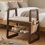 Modern Minimalist Shoe Storage Bench with Armrests - Elegant Entryway Rack & Shoe Changing Stool
