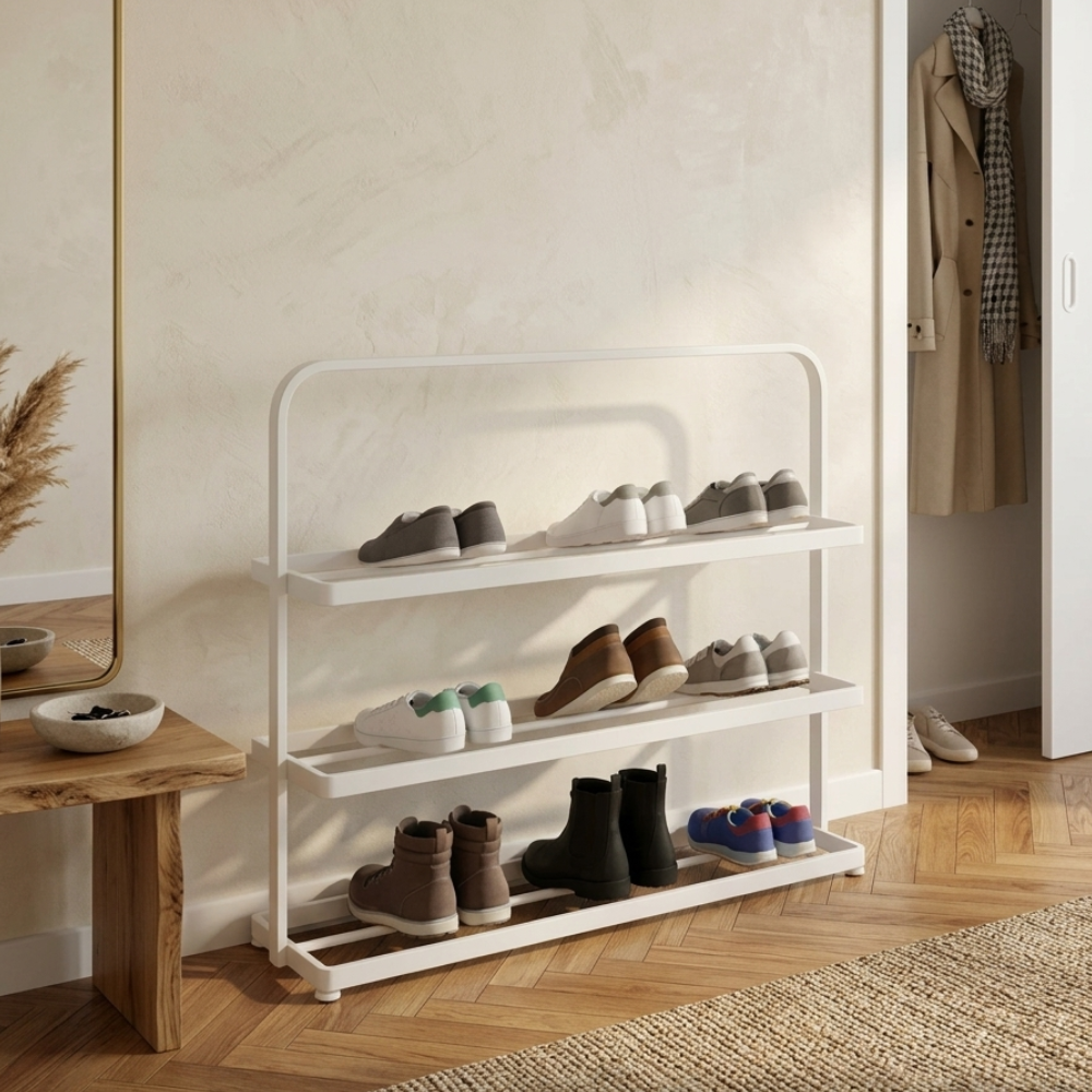 Modern Minimalist 3-Tier Shoe Rack - Durable Iron Shoe Storage Organizer