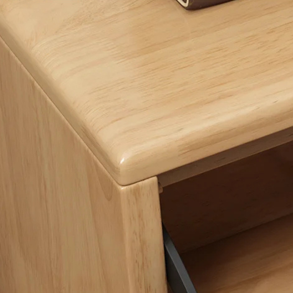 Scandinavian Solid Wood 2-Tier Shoe Storage Cabinet with Cushioned Seat for Entryway