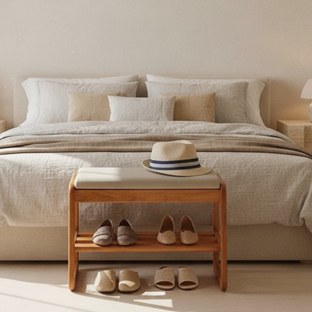 Elegant Shoe Rack Storage Bench - Entryway Shoe Storage with Leather Seating