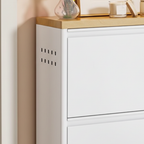 Modern Minimalist Shoe Storage Cabinet - Slim Steel Organizer with Drawers