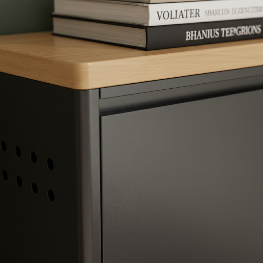 Modern Minimalist Shoe Storage Cabinet - Slim Steel Organizer with Drawers