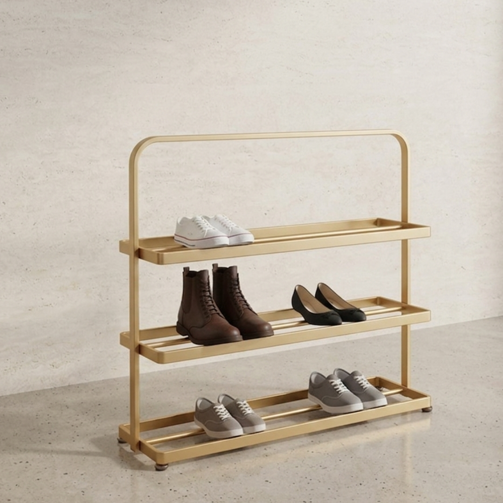 Modern Minimalist 3-Tier Shoe Rack - Durable Iron Shoe Storage Organizer