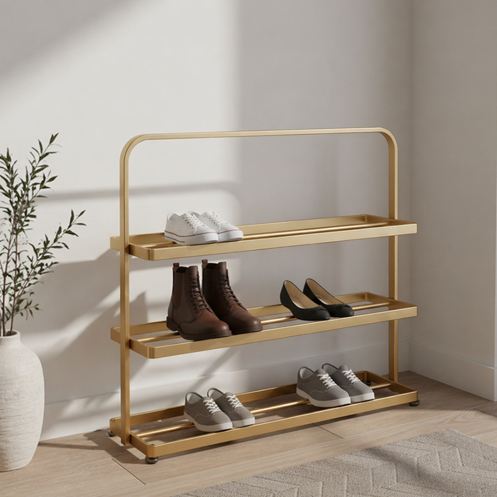 Modern Minimalist 3-Tier Shoe Rack - Durable Iron Shoe Storage Organizer
