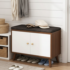 Scandinavian Solid Wood Shoe Storage Cabinet - 2-Tier Organizer