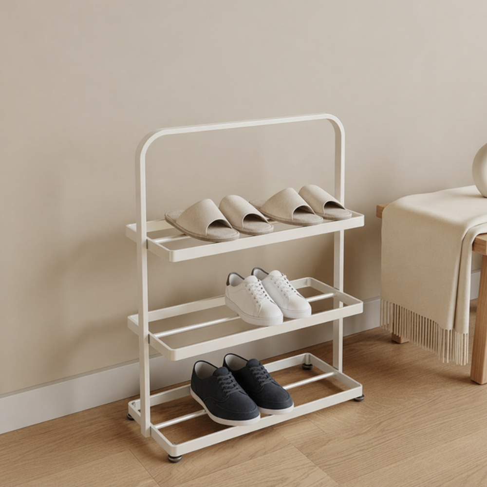 Modern Minimalist 3-Tier Shoe Rack - Durable Iron Shoe Storage Organizer