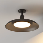 Outdoor Waterproof Ceiling Light IP65 | Black Round Semi Flush Mount Fixture for Patio Porch Lighting