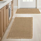 Waffle Super Absorbent Bath Mat | Non-Slip Microfiber Bathroom Rug with Tassels