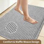 Waffle Super Absorbent Bath Mat | Non-Slip Microfiber Bathroom Rug with Tassels