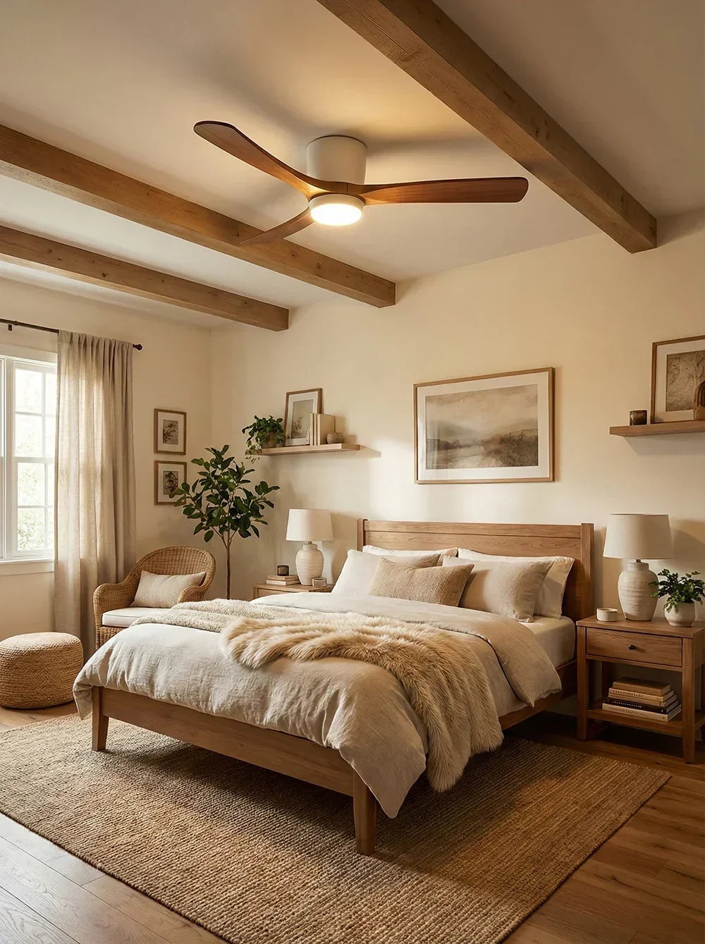 Propeller Style Wooden Ceiling Fan Light